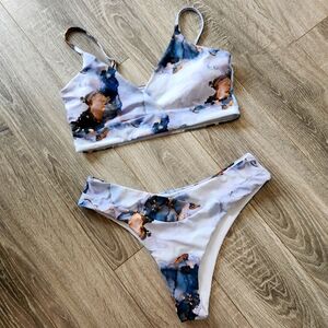 Large Purple Marble Cheeky Bikini